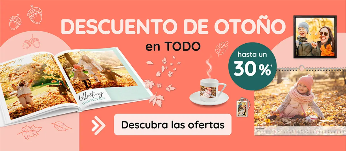 Aprovecha la oferta de otoño para hacerte con álbumes de fotos, calendarios fotográficos y mucho más al mejor precio